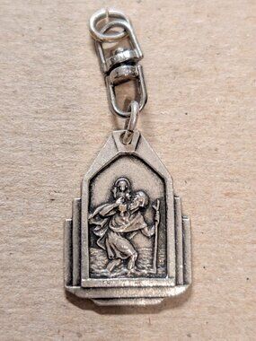 Vintage Dutch St. Christopher Medal,Keychain, KOM GOED THUIS